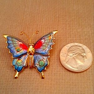 New Colorful Enamel Glitter Butterfly Brooch Pin Blue Green Pink